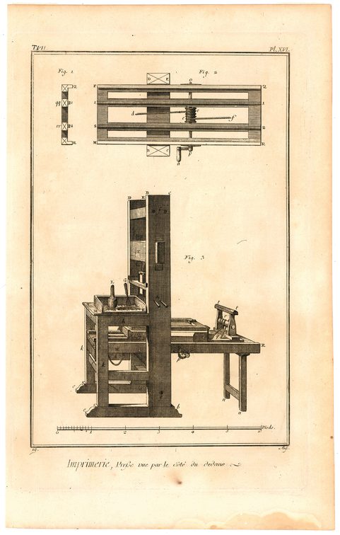 Ex-libris représentant une presse typographique