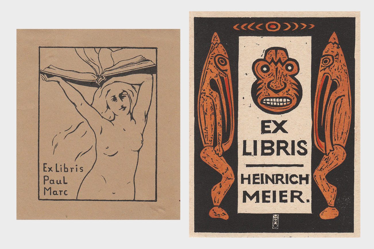 Illustration des ex-libris de Paul Marc et Heinrich Meier