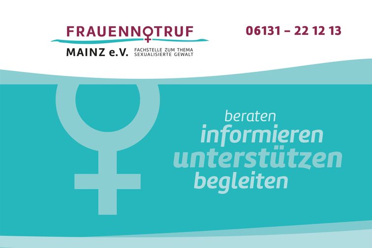 Dépliant avec logo et visuel de l'association Frauennotruf Mainz