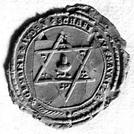 Pieczęć Żydów z Moguncji ok. 1794 r., napis: Gmina żydowska w Moguncji