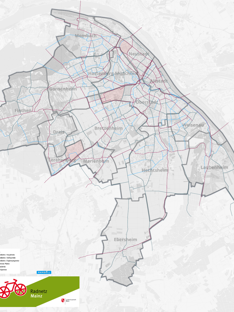 Presentation of the cycling network design for Mainz