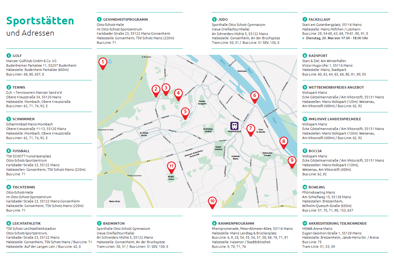 Carte avec un aperçu des lieux de manifestation