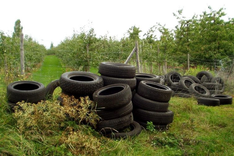 Un fastidio per tutti: i pneumatici delle auto in natura