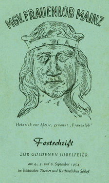 Grünes Blatt, schwarz bedruckt, Titelblatt einer Festschrift