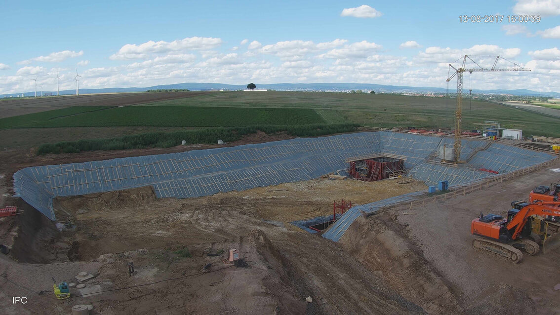 Baustelle Neues Regenrückhaltebecken Ebersheim August 2017