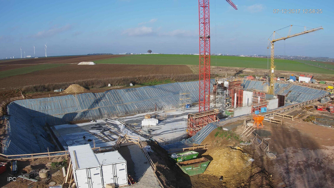 Baustelle Neues Regenrückhaltebecken Ebersheim Dezember 2017