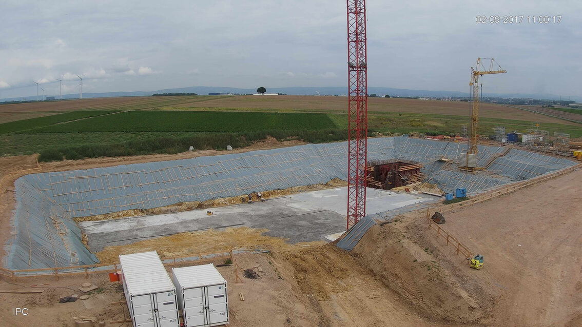 Baustelle neues Regenrückhaltebecken Ebersheim
