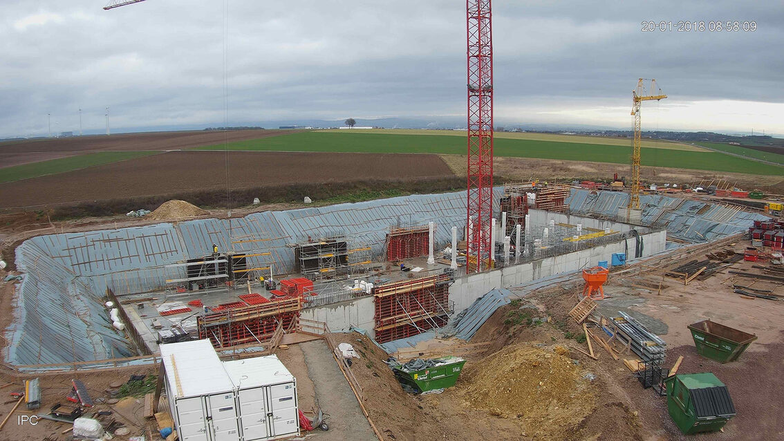 Neubau Regenrückhaltebecken Ebersheim Januar 2018