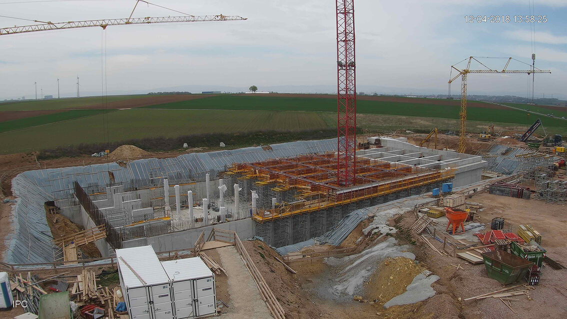 Neubau Regenrückhaltebecken Ebersheim April 2018