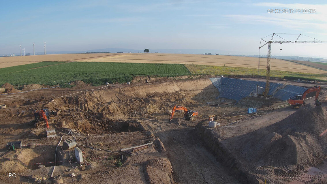 Baustelle Neues Regenrückhaltebecken Ebersheim Juli 2017