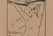 Bildergalerie Gutenberg-Museum "Grafik und Exlibris"  The bookplate created around 1904 by the expressionist artist Franz Marc (1880-1916) for his older brother Byzantine scholar Paul Marc (1877-1949). The female nude with undone long hair is holding an open book above her head.