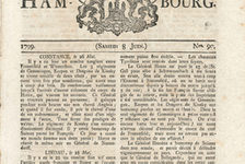 Bildergalerie Gutenberg-Museum "Pressehistorie" The „Gazette de Hambourg“ (1799). Cover of the French magazine "Gazette de Hambourg" of 1799.