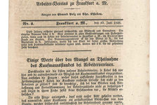 Bildergalerie Gutenberg-Museum "Pressehistorie" The "Allgemeine Arbeiter-Zeitung" (1848). The title page of the 3rd issue of the "Allgemeine Arbeiter-Zeitung" of June 10, 1848, the "Organ for the political and social interests of the working population."