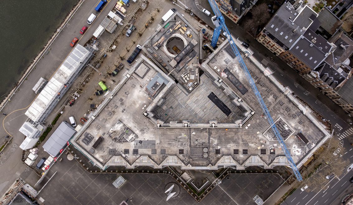 Le chantier de l'hôtel de ville vu d'en haut