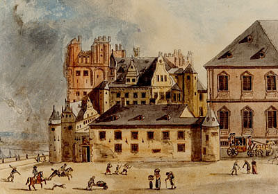 Kurfürstliches Schloss und Martinsburg 1796 von Westen gesehen