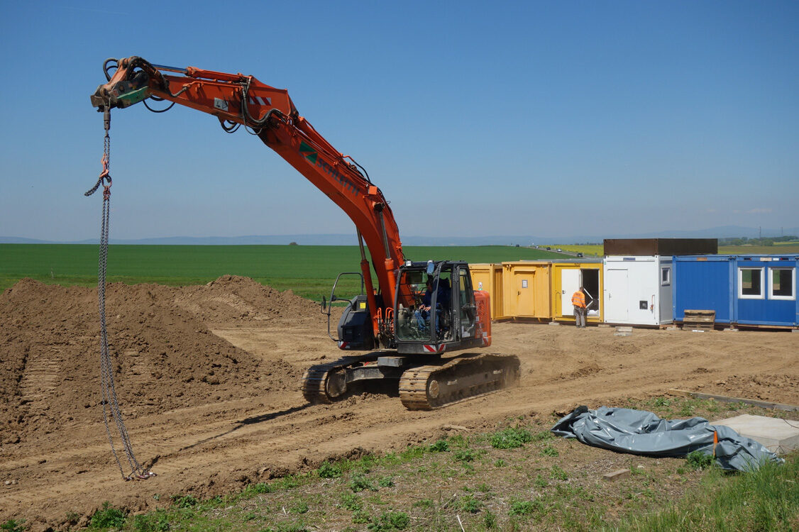 Baustelle Regenrückhaltebecken Ebersheim im Mai 2017