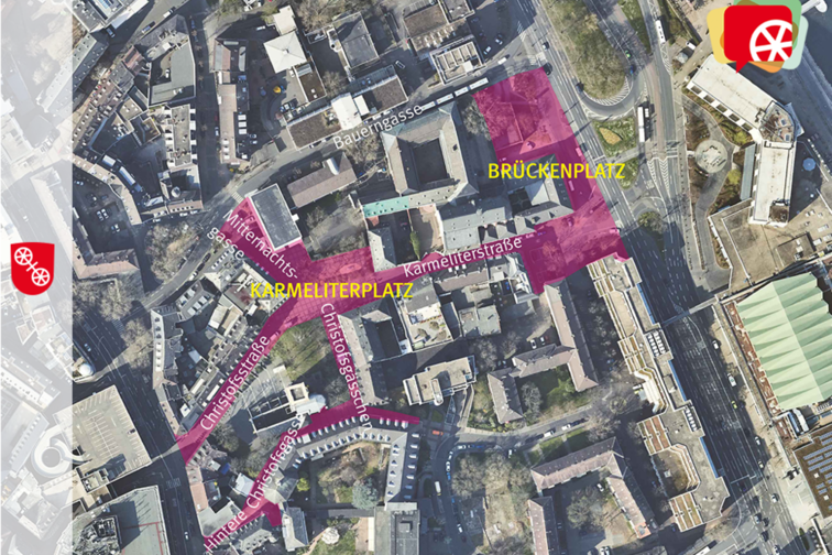 Foto Draufsicht Karmeliterplatz bis Brückenplatz