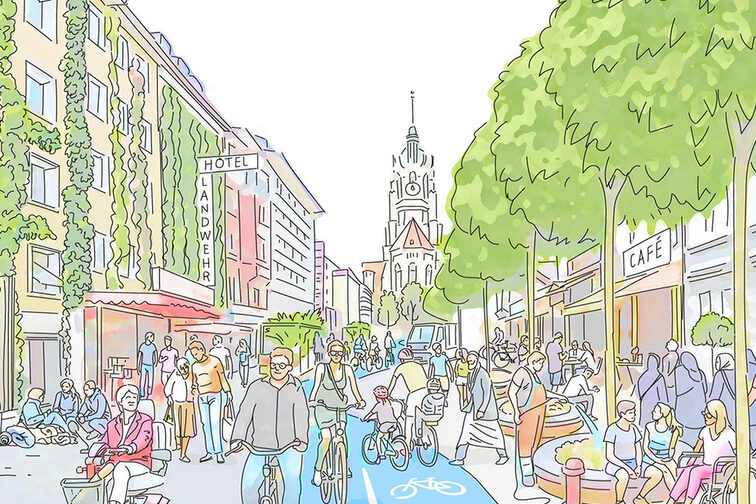 Skizze einer Sommerstraße