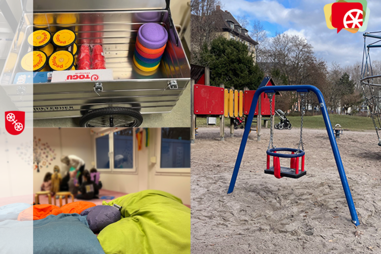 Fotos von umgesetzten Projekten (Kleinkinderschaukel, Bewegungsspiele)