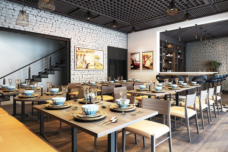 Widok na pustą restaurację