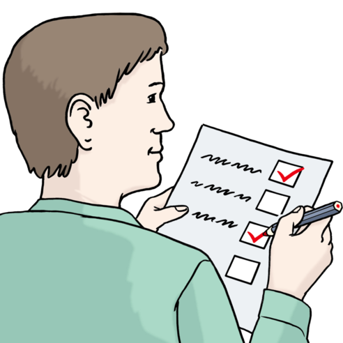 Çizim: Bir adam listedeki noktaları işaretliyor