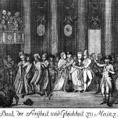 Kupferstich einer Klubisten im Redoutensaal, Großen Bleiche um 1792/93