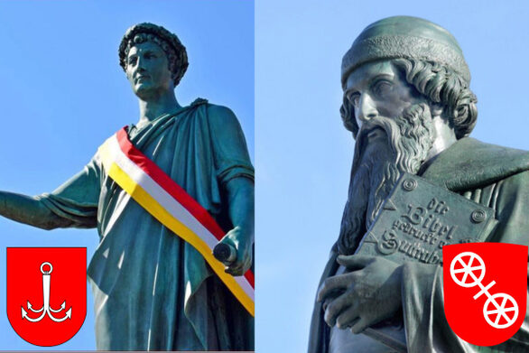 Denkmal Hezog de Richelieu in Odessa und Gutenbergdenkmal in Mainz