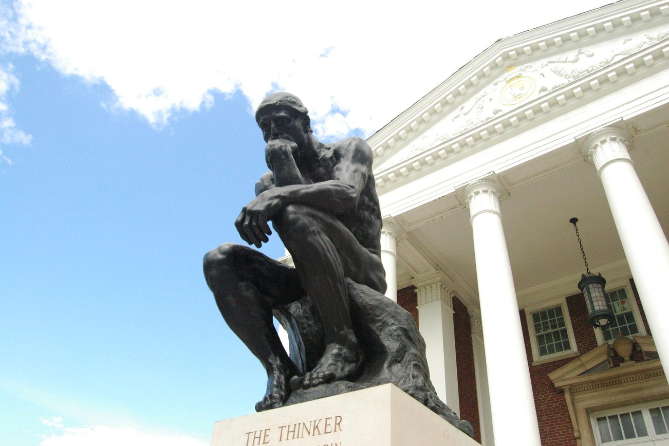 "The Thinker" in front of Grawemeyer Hall, University of Louisville