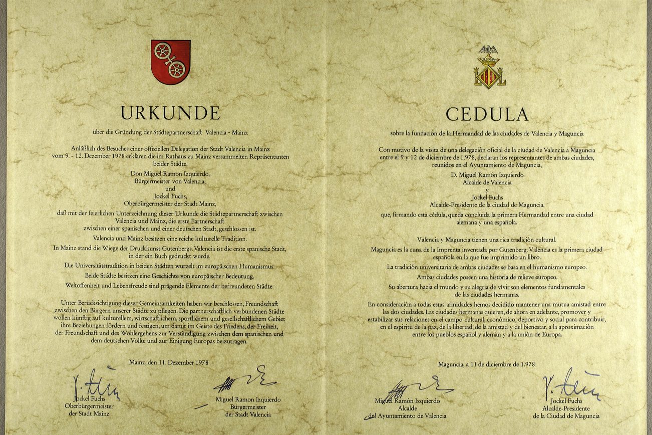 Partnership certificate Mainz-Valencia 1978