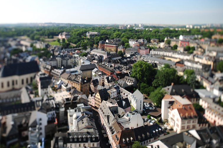 Vue aérienne de la vieille ville de Mayence