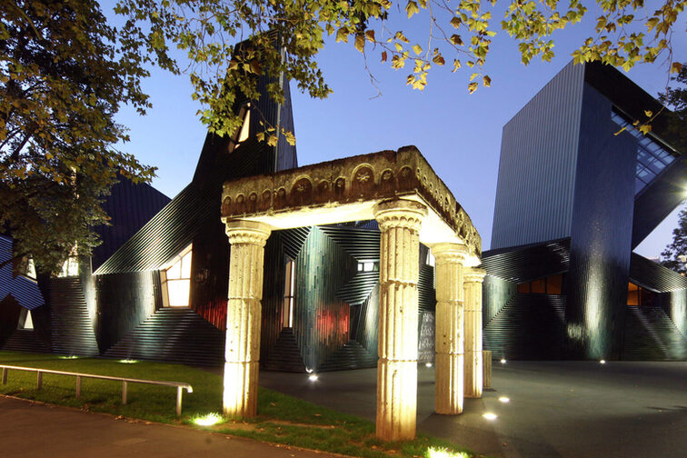 Synagoge Mainz bei Nacht
