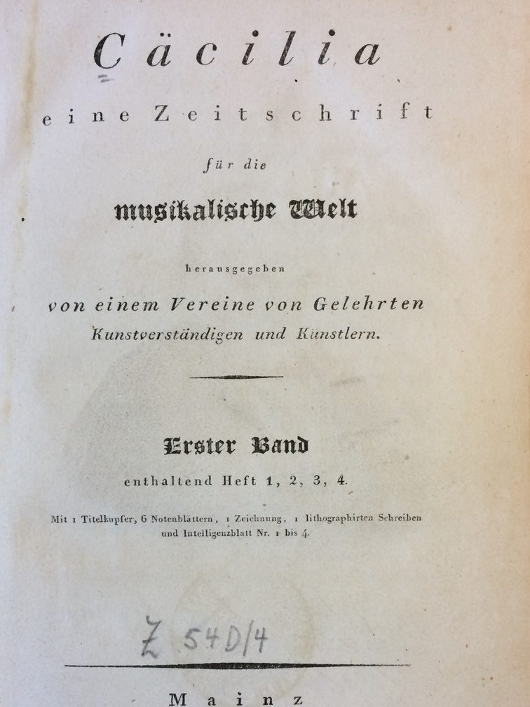 Front page of the magazine Cäcilia from 1824