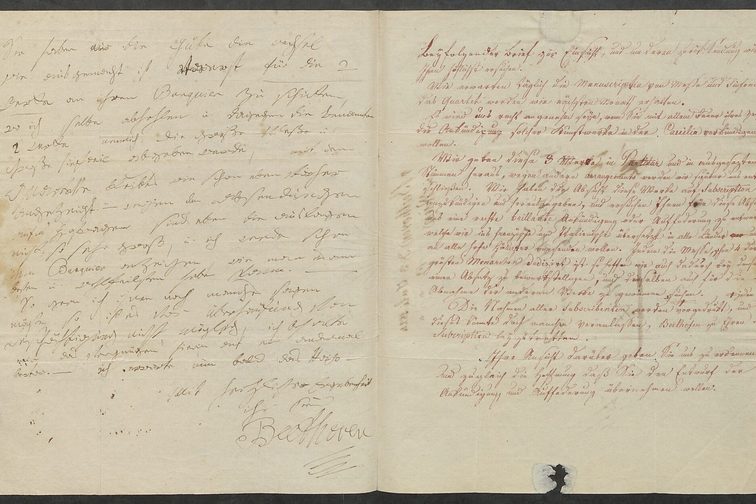 Letter dated July 3, 1824 Inside with notes by Johann Joseph Schott