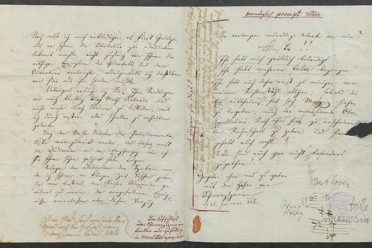 Letter dated January 28, 1826 in another hand with Beethoven's signature