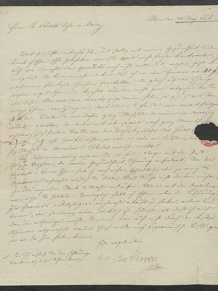 Letter dated May 20, 1826 from another hand