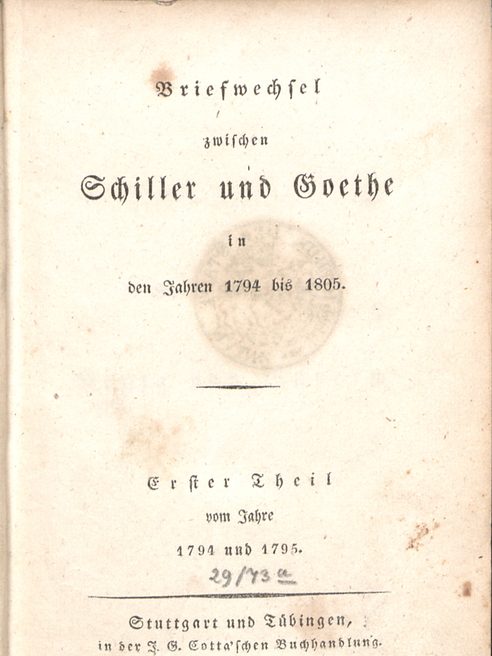 Titelseite Briefwechsel zwischen Schiller und Goethe