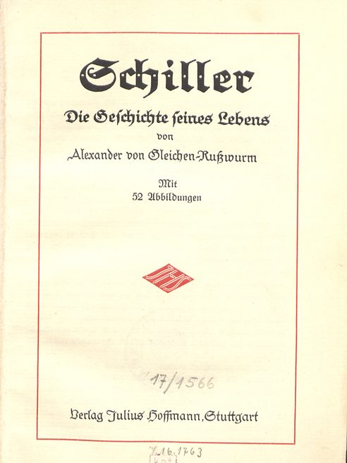 Titelseite Schiller. Die Geschichte seines Lebens