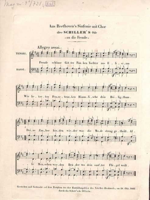 Liedblatt Ode an die Freude