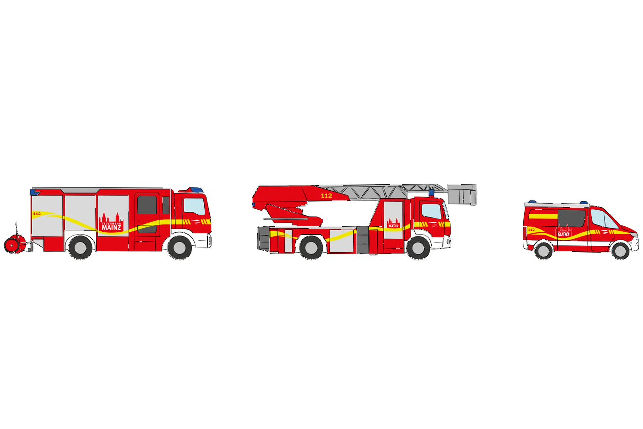 Fire-fighting unit (LE): fire engine, turntable ladder, command vehicle (10 functions)