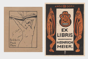 Abbildung der Exlibri von Paul Marc und Heinrich Meier © Gutenberg-Museum, Mainz