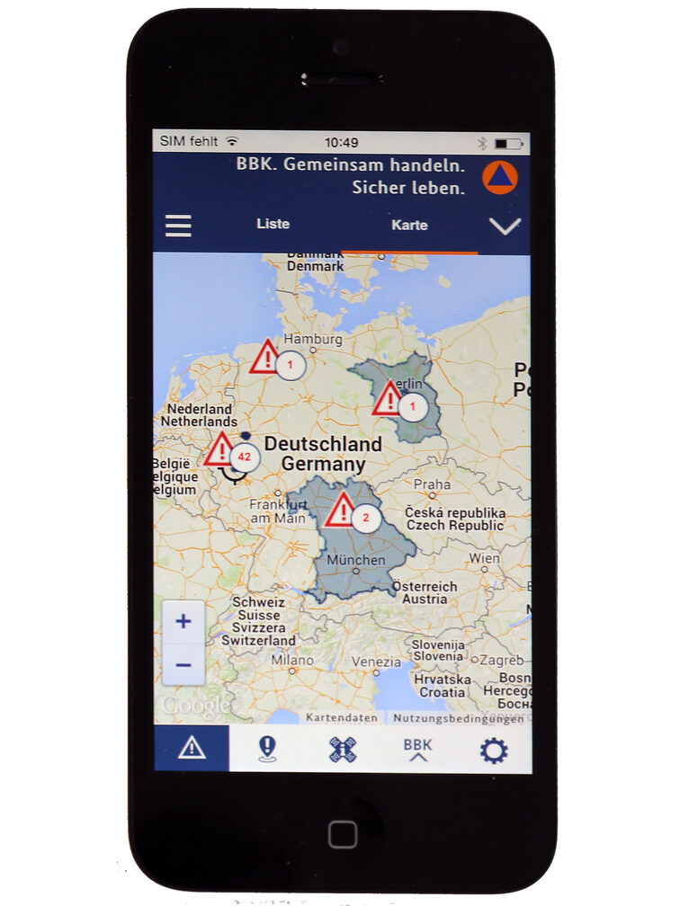 Kartenansicht in NINA