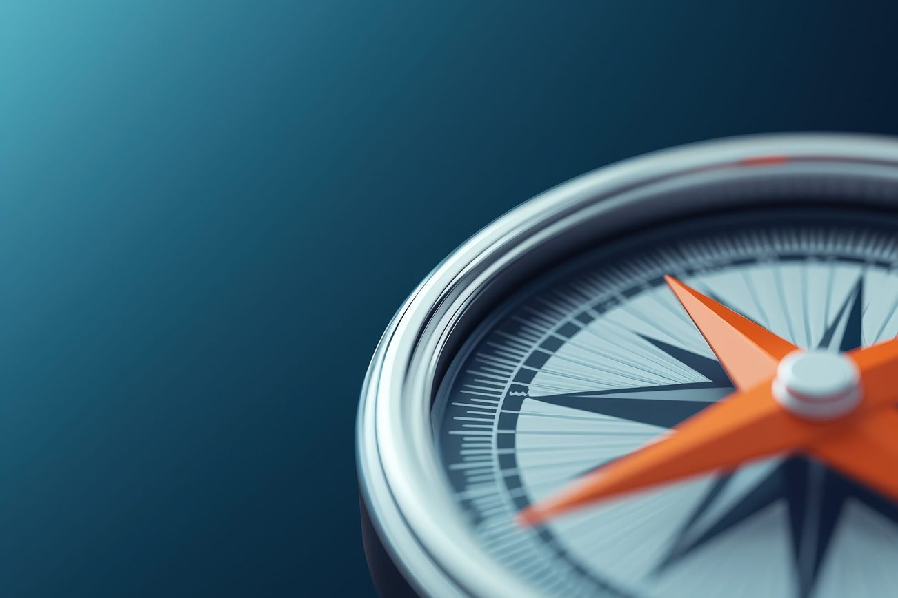 Compass on a blue background